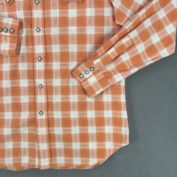 Polo Ralph Lauren Pearl Snap Shirt Large Orange Western Cowboy Saw Tooth Pocket - Picture 5 of 8